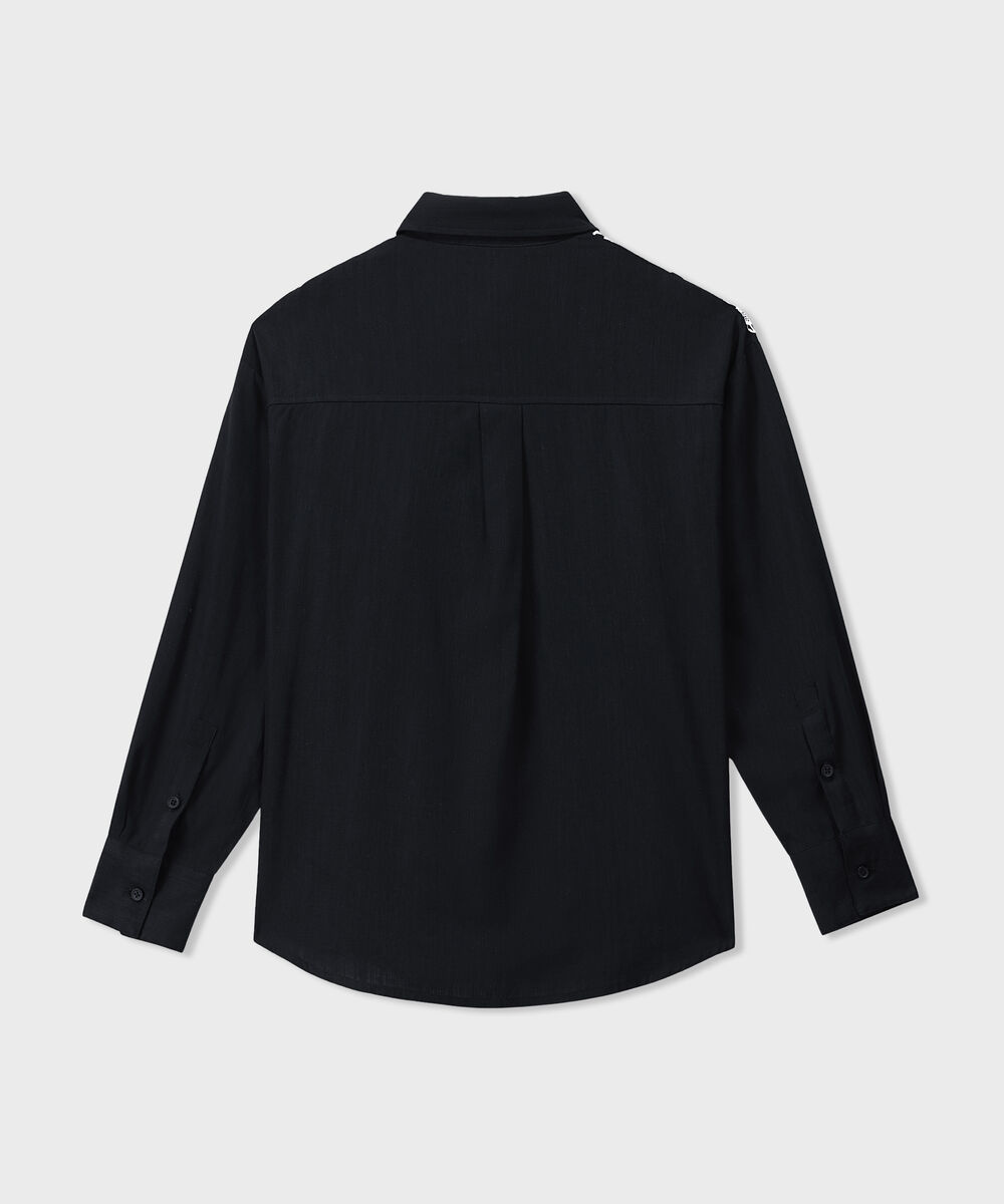Women's Western Black Relaxed-Fit Embroidered Shirt