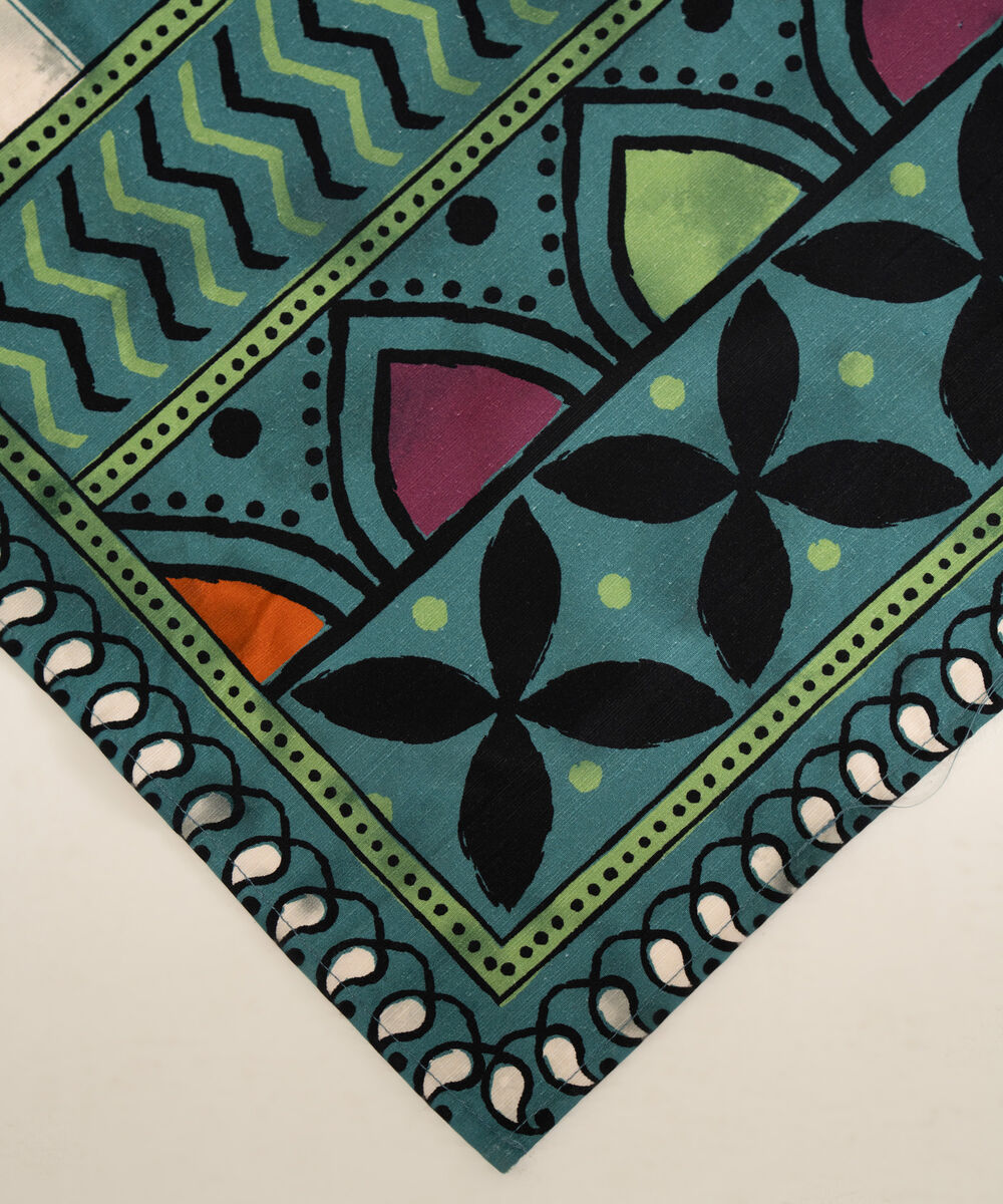 Linen Printed Teal Dupatta