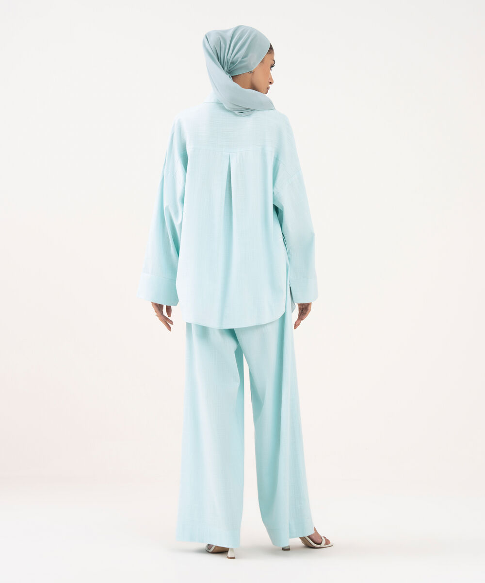 Women's Blue Viscose Modest Wear Trousers