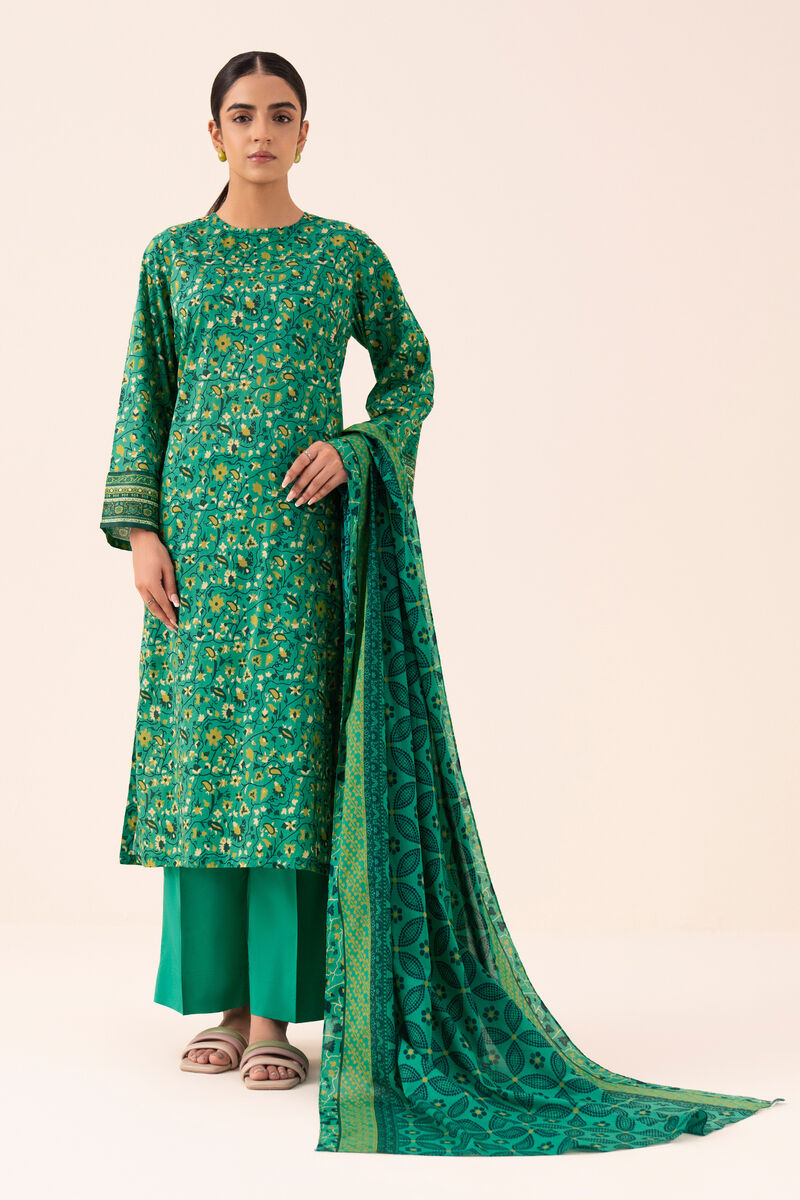 3 Piece - Printed Cotton Suit