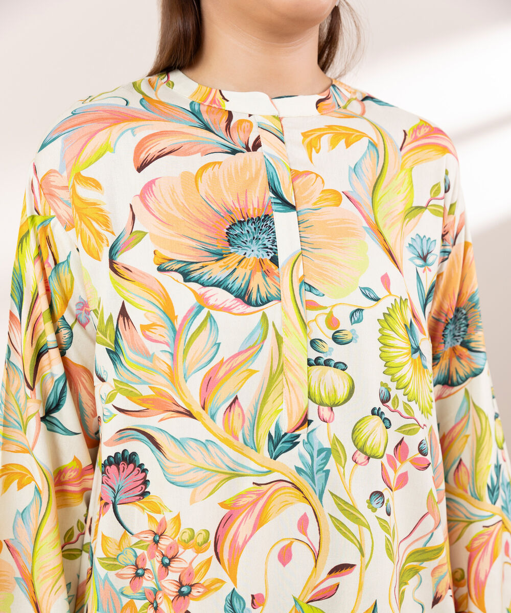 Women's RTW Arabic Lawn Multi Printed Boxy Shirt