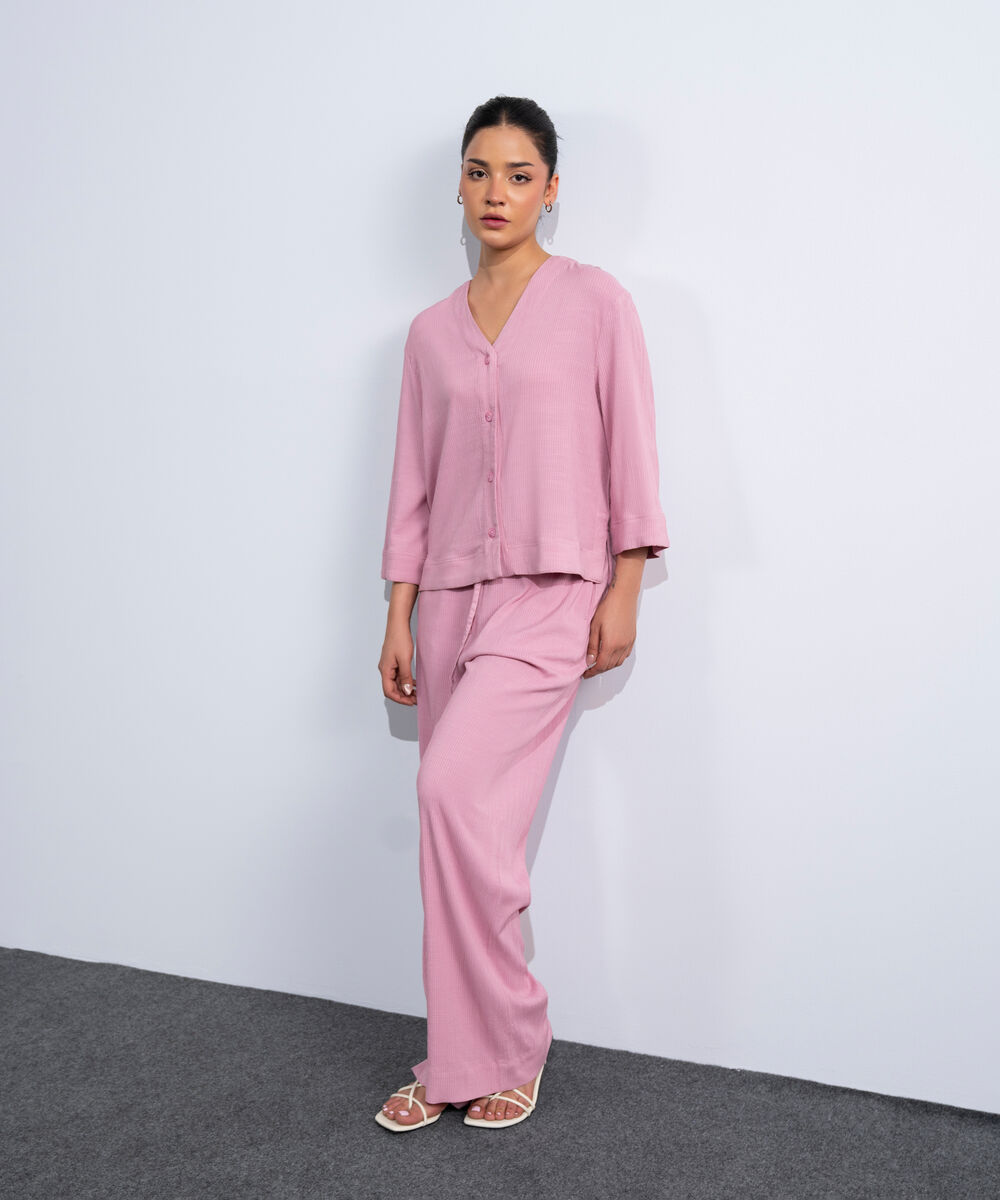 Women's Western Pink Pull-On Seersucker Trousers