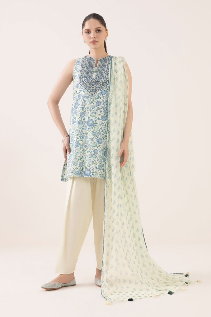 3 Piece - Embroidered Cotton Suit