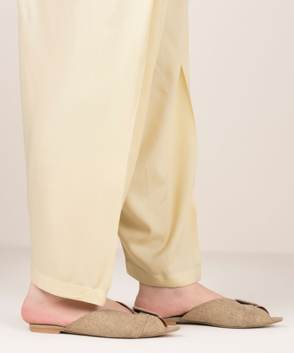 Women's RTW Khaddar Solid Off White Shalwar