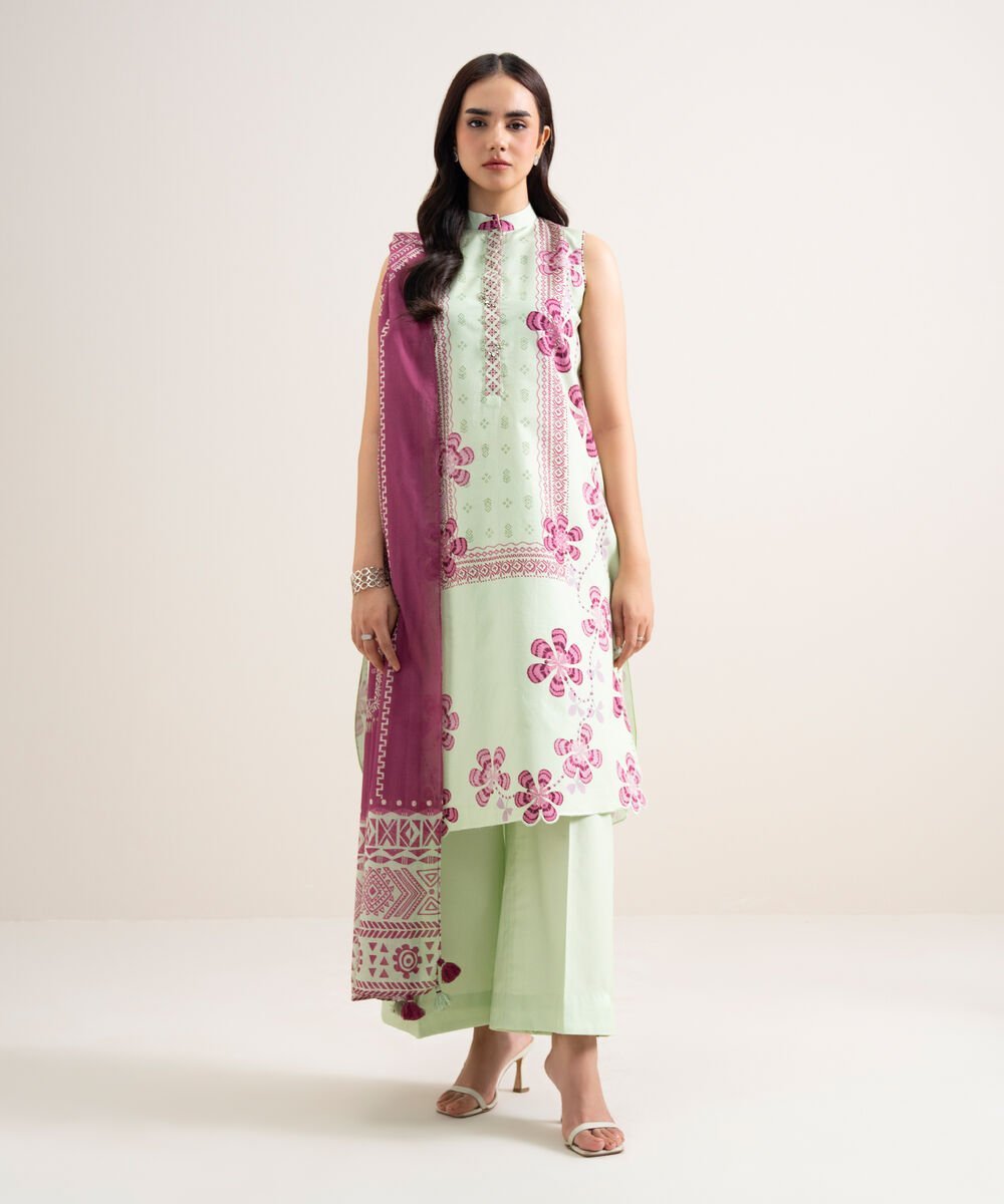 3 Piece - Printed Cotton Suit