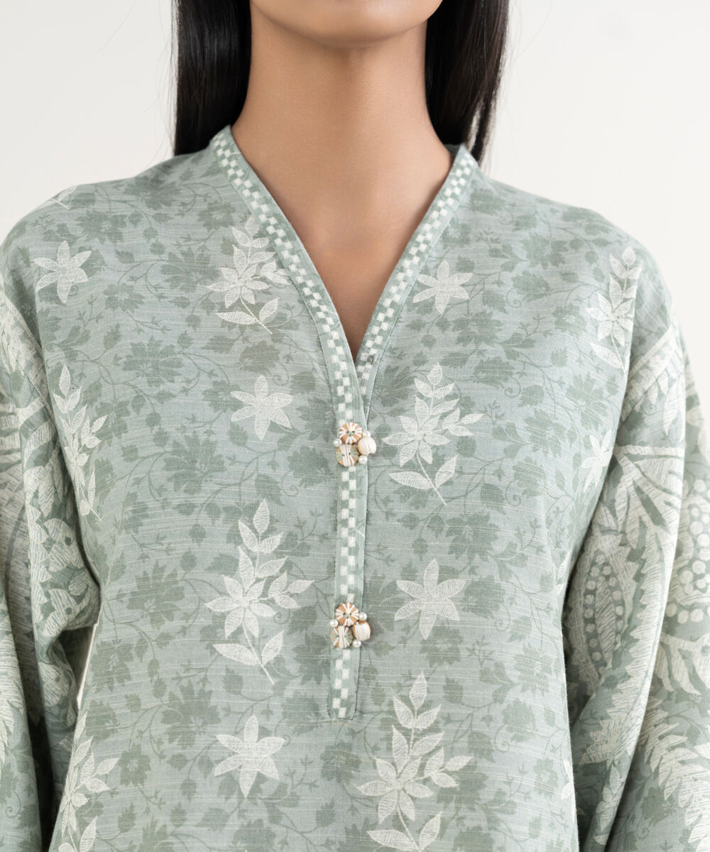 Women's Unstitched Printed Khaddar Grey 3 Piece Suit