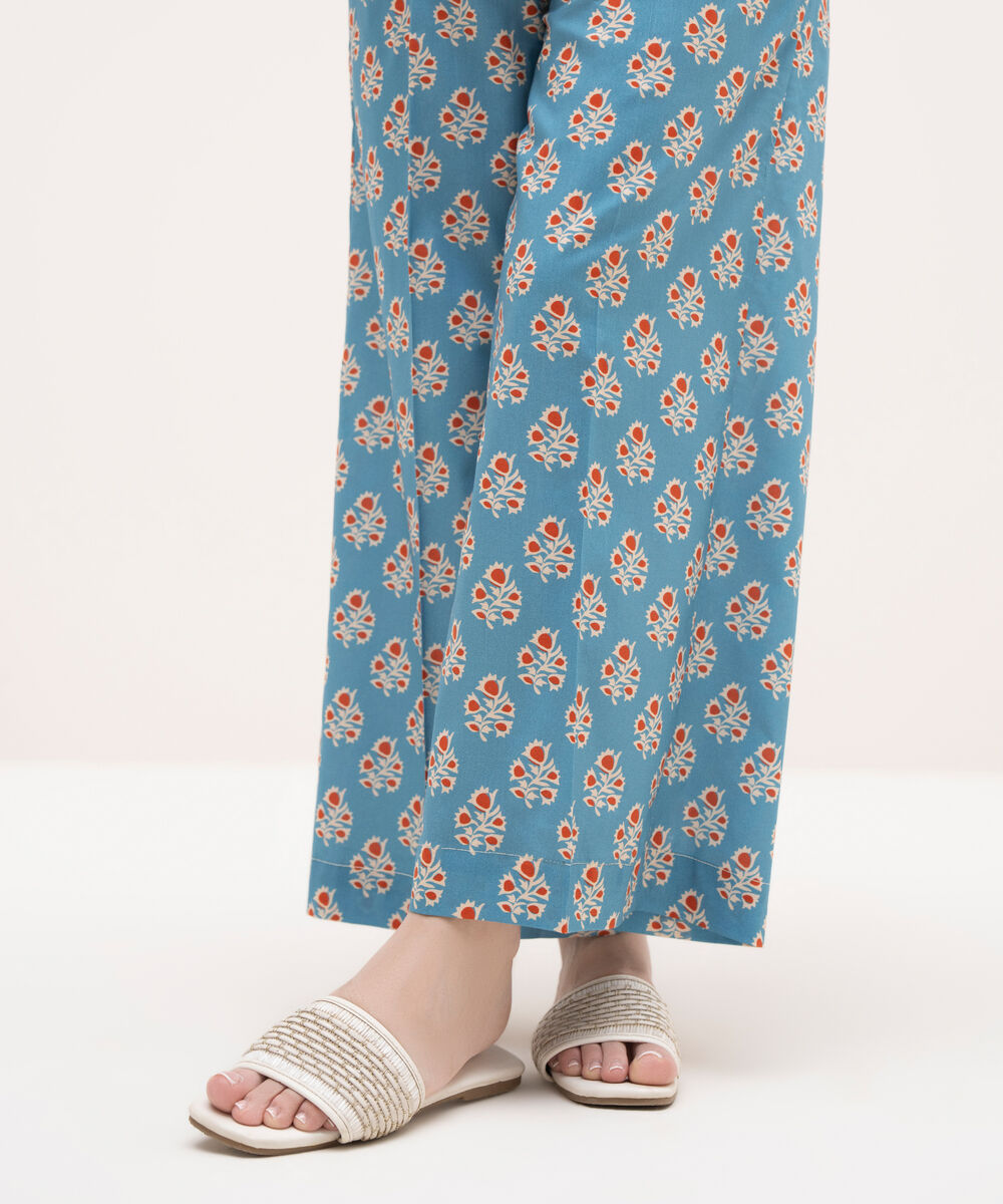 Women's RTW Cotton Viscose Blue Printed Culottes