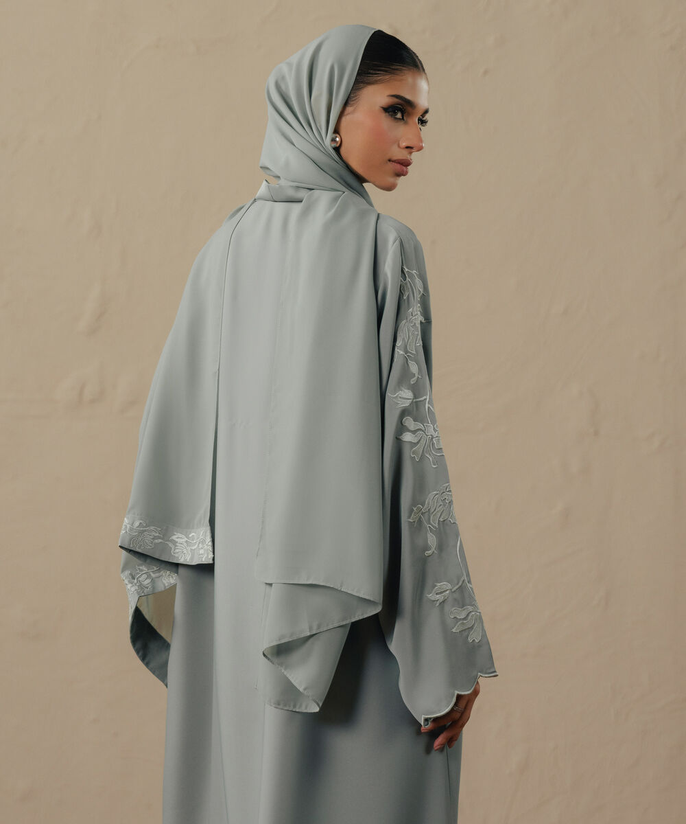 Women's mint green button through Abaya set