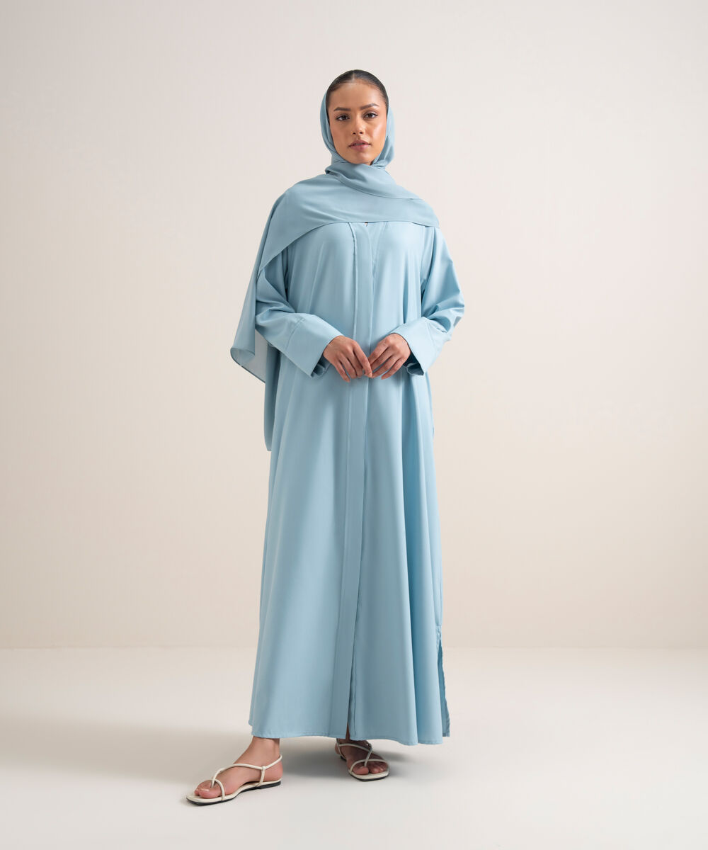 Women's Sky Blue Button Through Raglan Abbaya