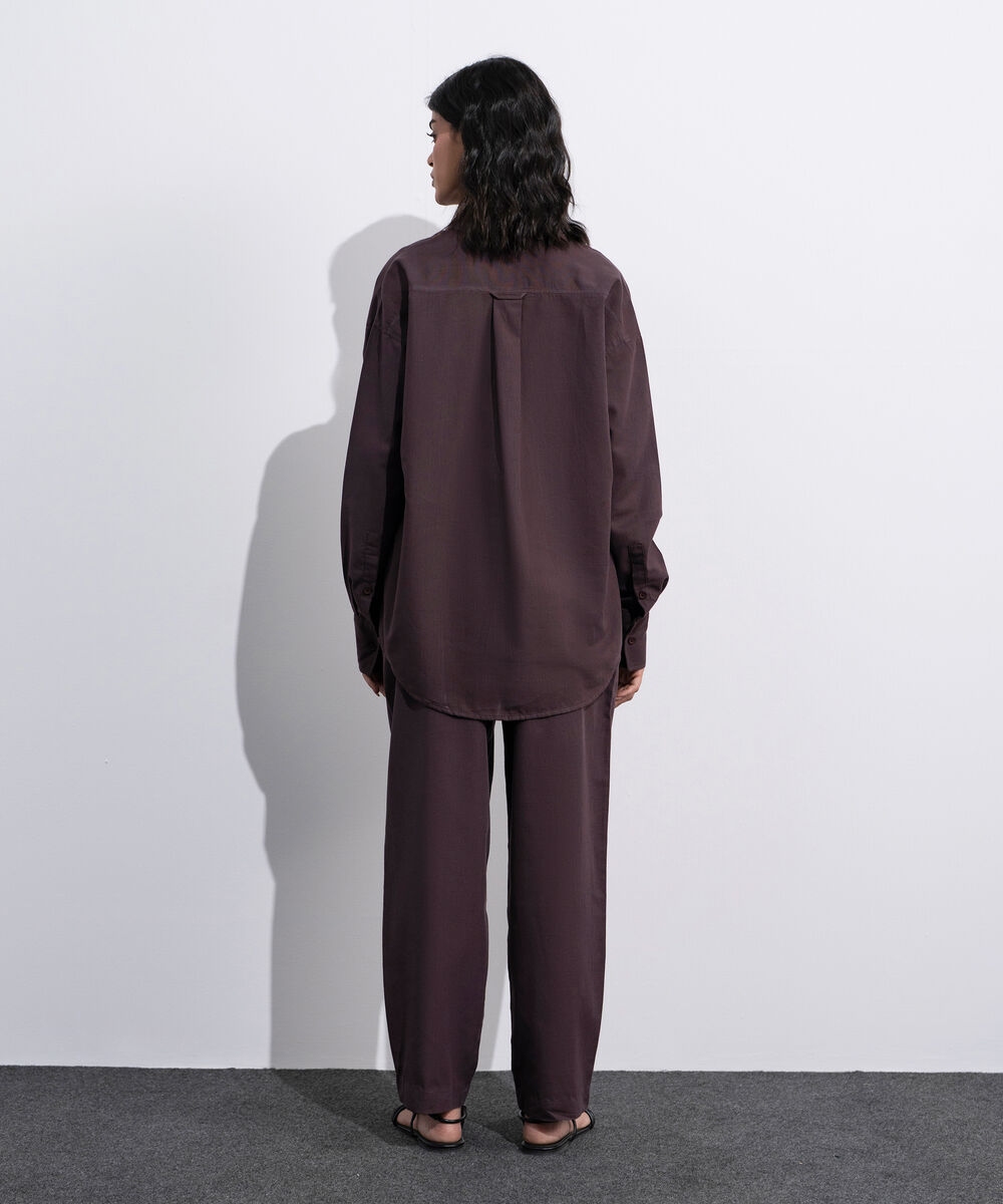 Women's Brown Button Through Linen Blend Shirt