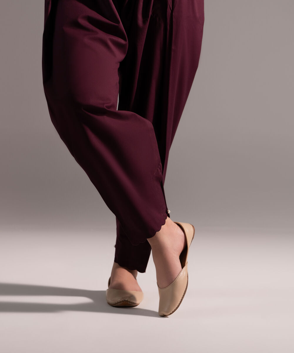 Women's RTW Cambric Solid Deep Brown Skinny Shalwar