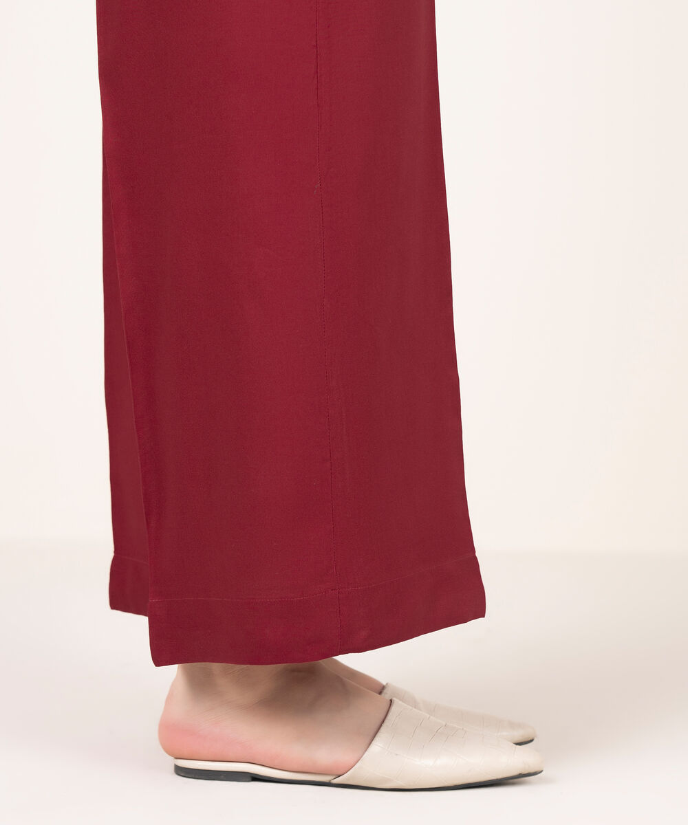 Women's RTW Khaddar Solid Maroon Culottes