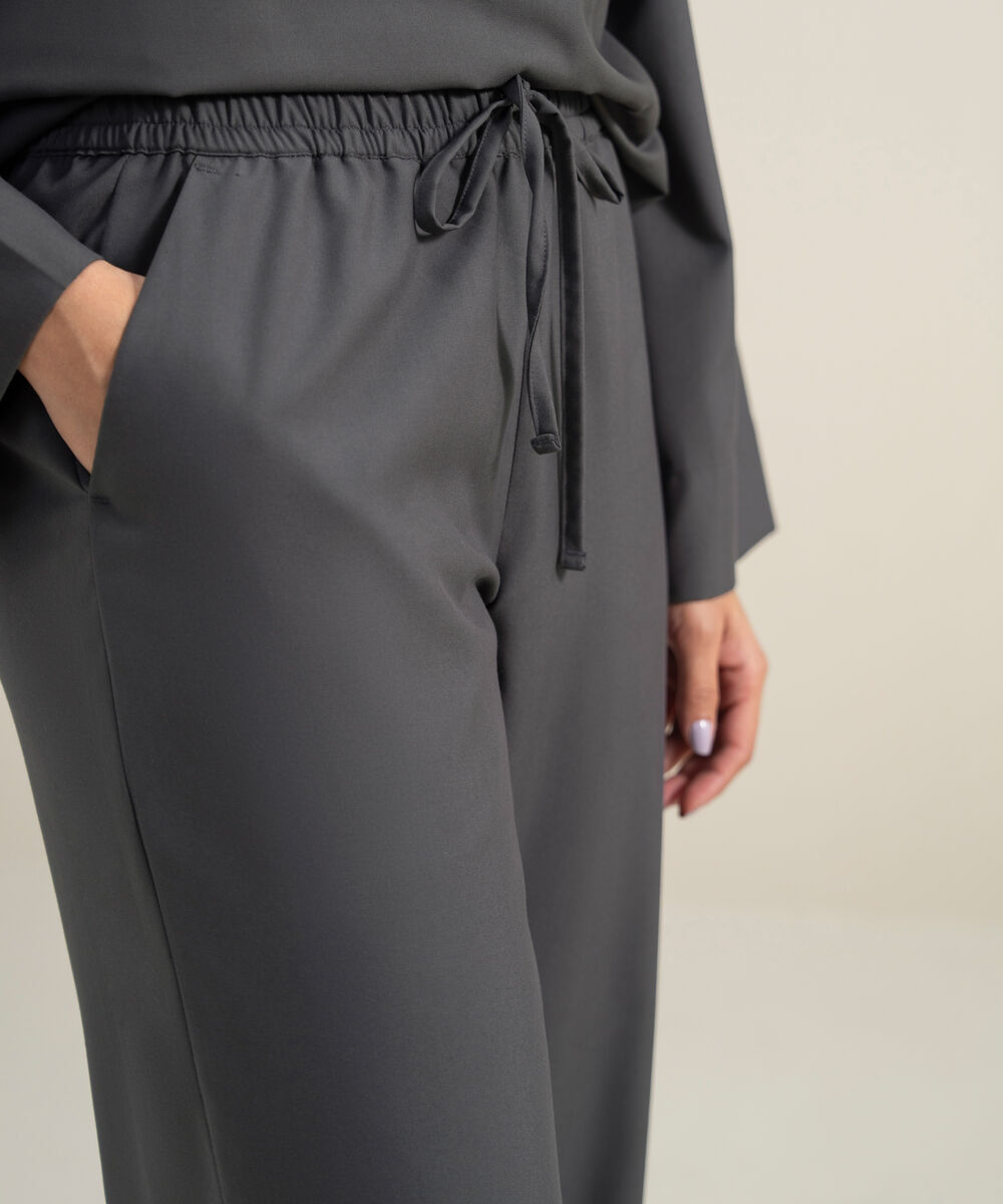 Women's Polyester Grey Modest Trousers