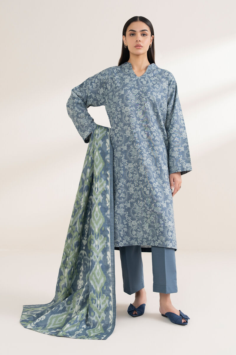 3 Piece - Printed Khaddar Suit