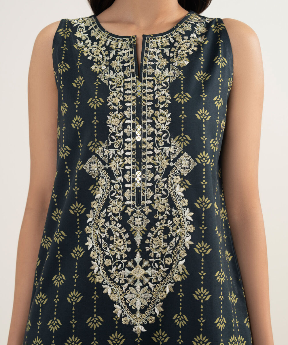 Women's Unstitched Lawn Embroidered Black 3 Piece Suit