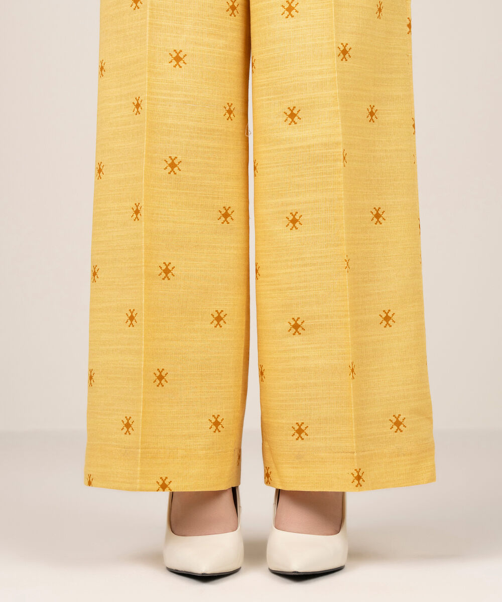 Women's RTW Khaddar Printed Mustard Culottes