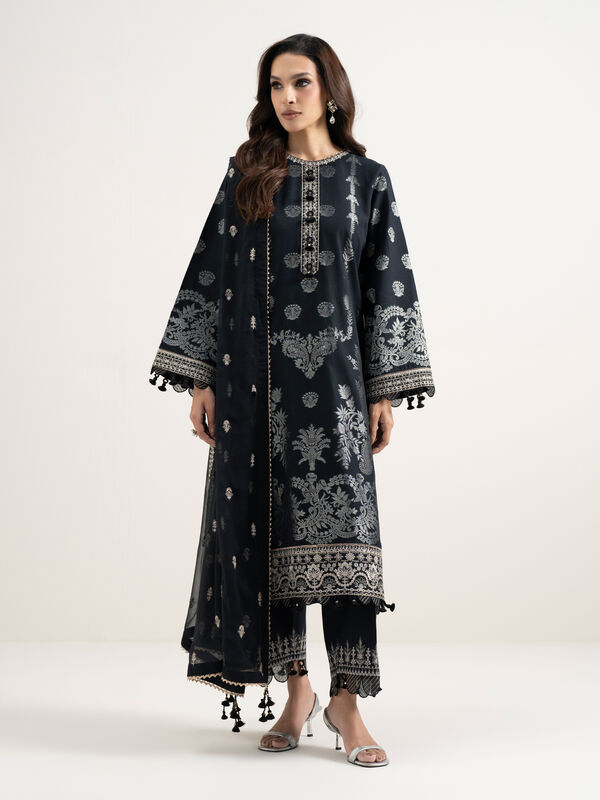 3 Piece - Embroidered Jacquard Suit