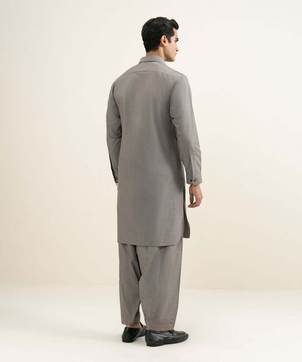 Men's mauve Blended Yarn Dyed Kameez Shalwar