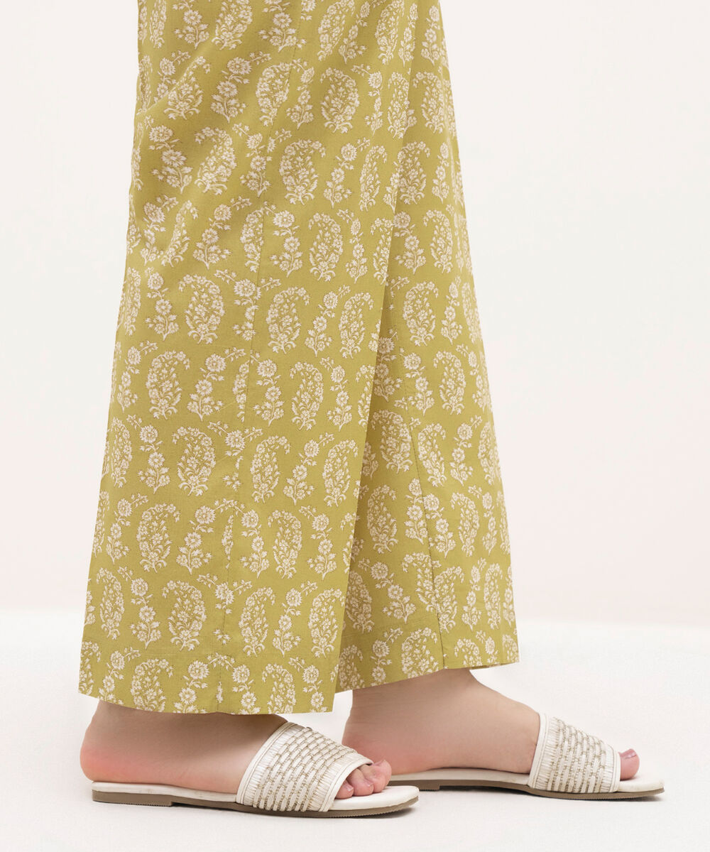 Women's RTW Cambric Yellow Printed Straight Pants