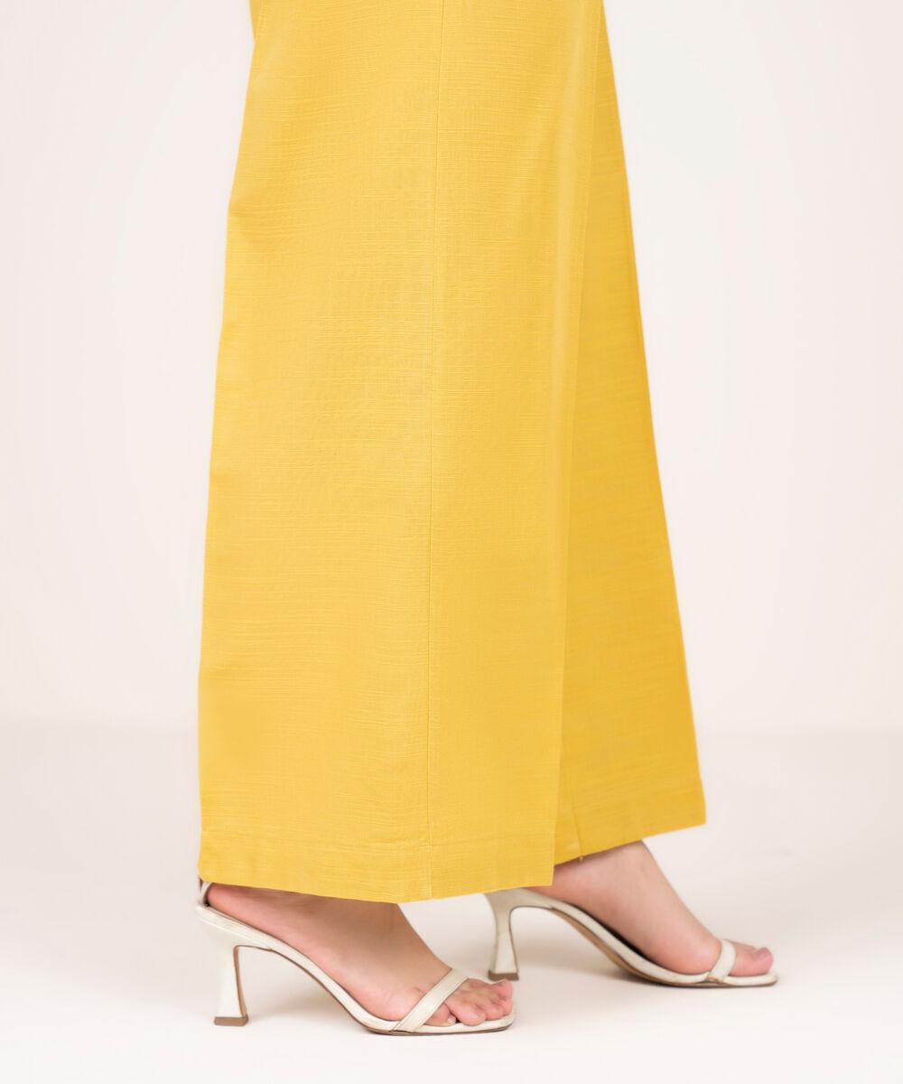 Women's RTW Light Khaddar Solid Yellow Culottes
