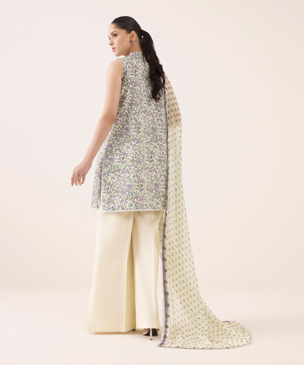 Women's Unstitched Cotton Embroidered Multi Three Piece Suit