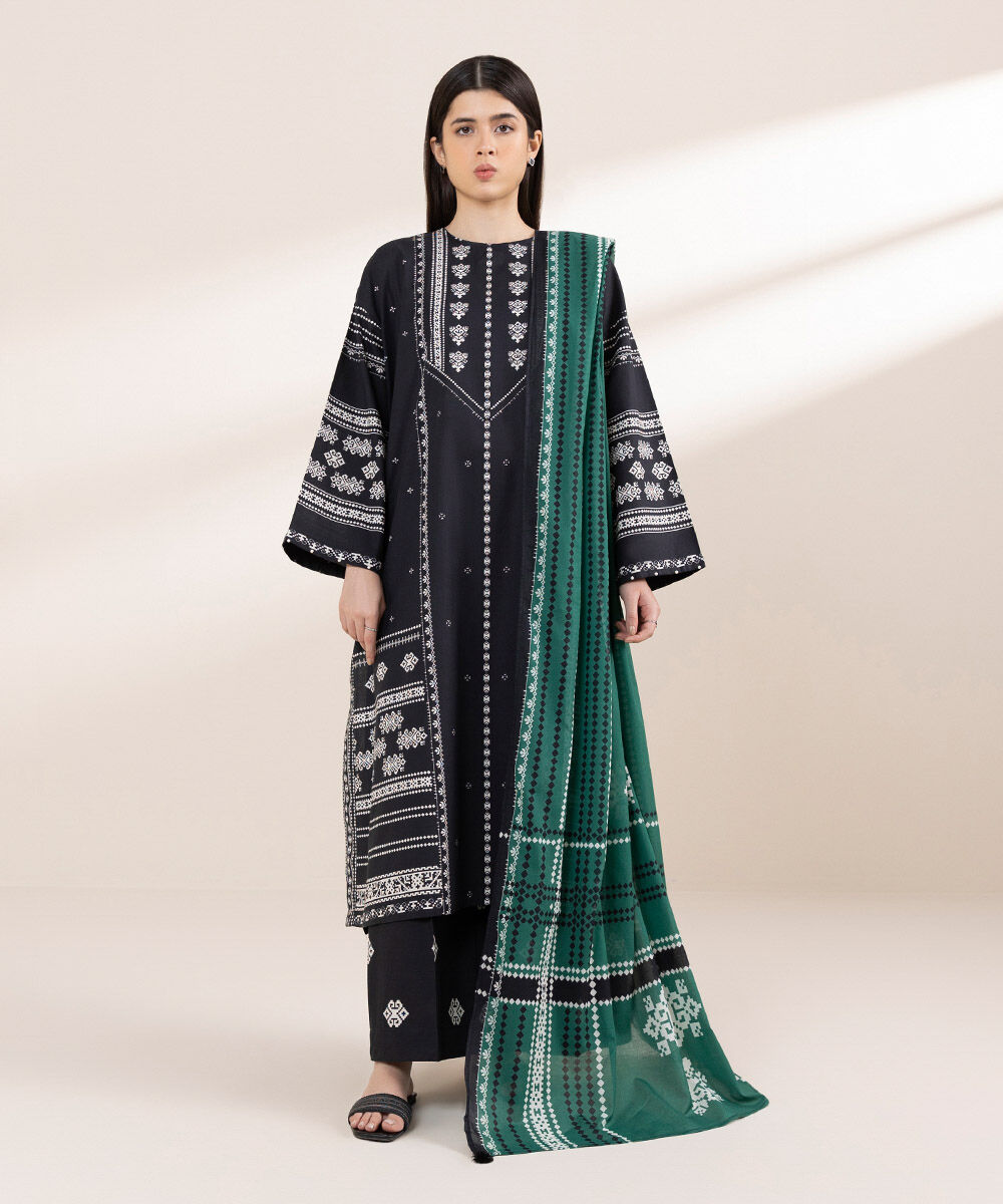 Printed Dupatta 3PRDY25V413D Sapphire PK