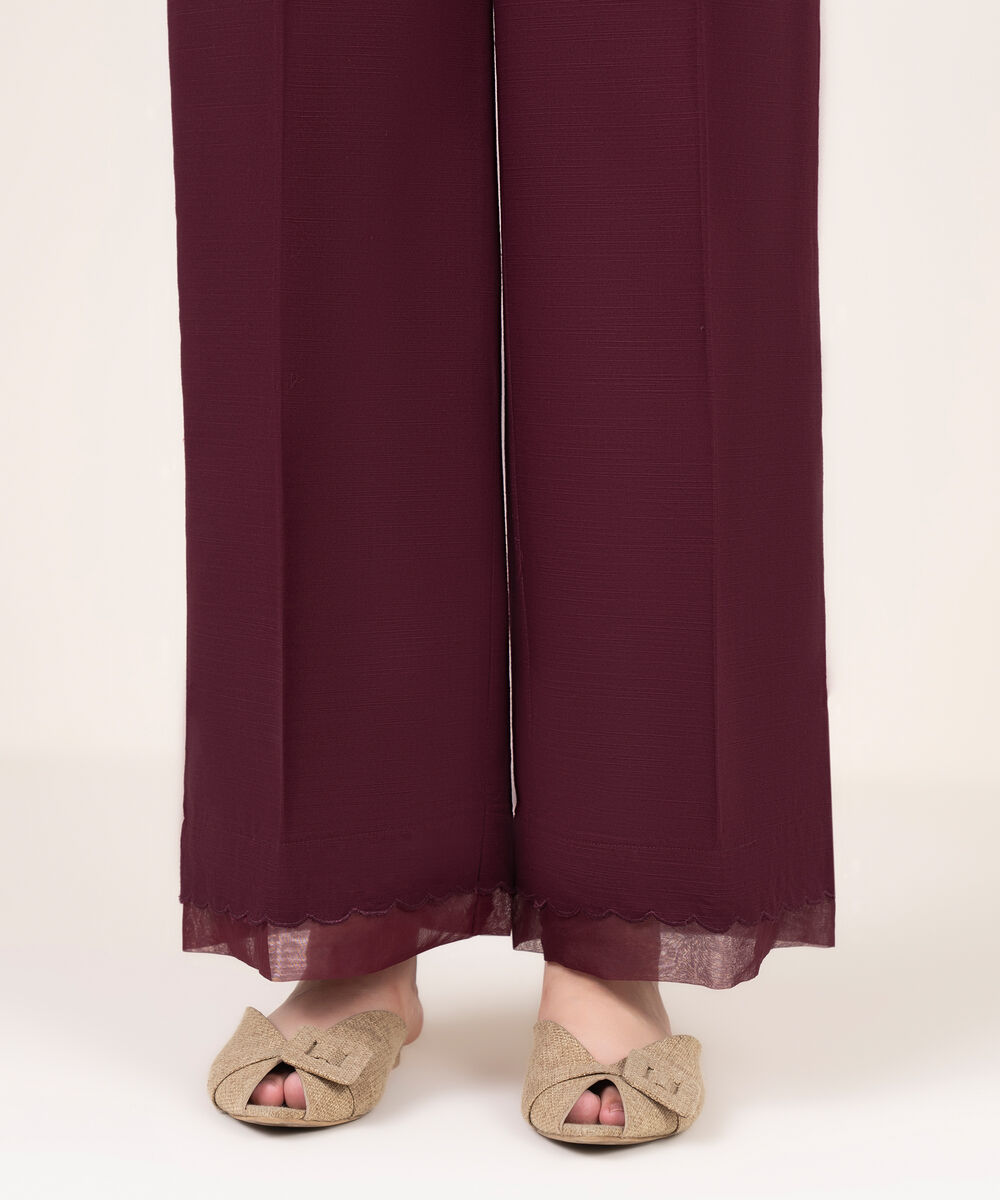 Women's RTW Khaddar Solid Maroon Culottes