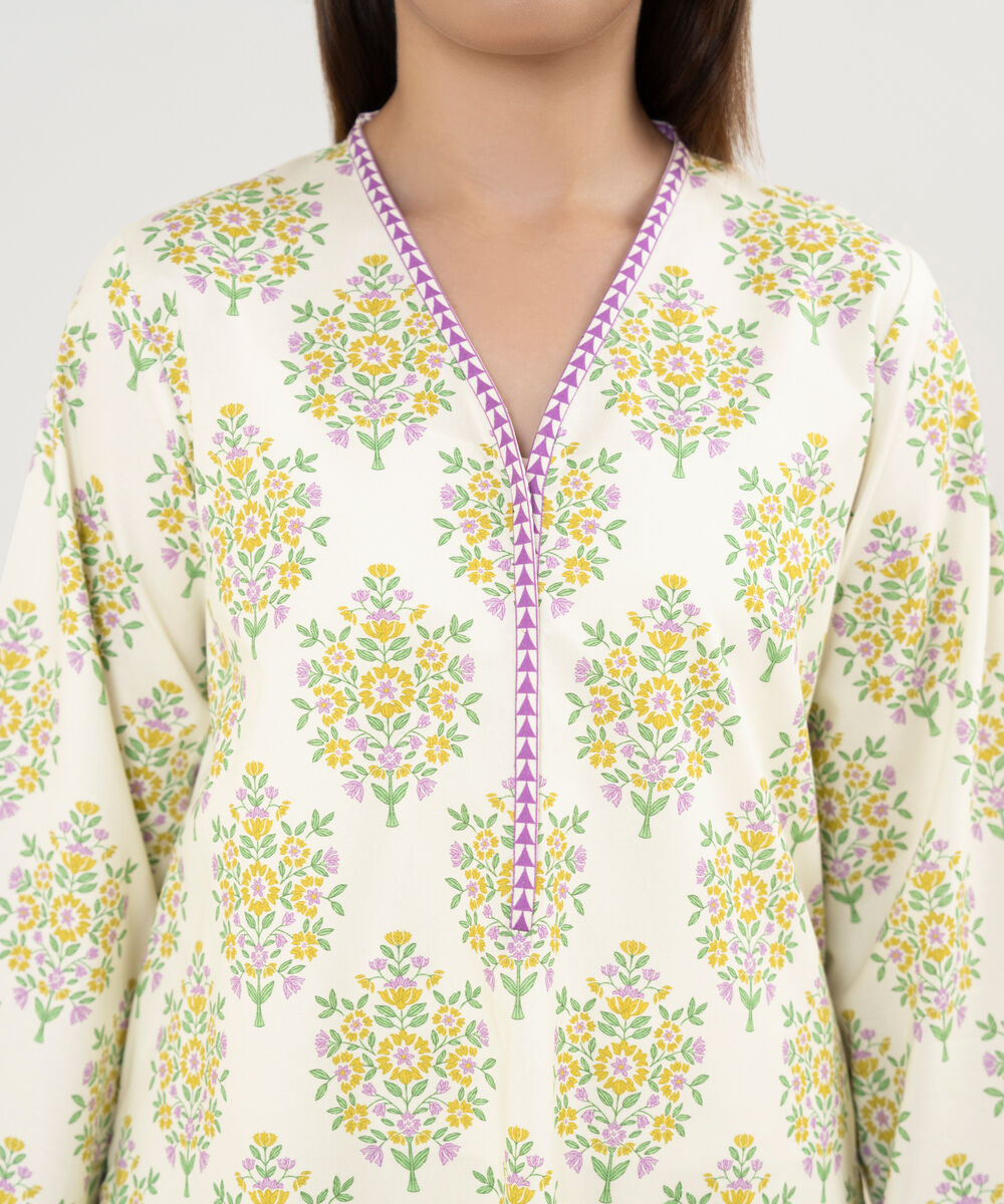 Women's Unstitched Cotton Printed Multi Shirt