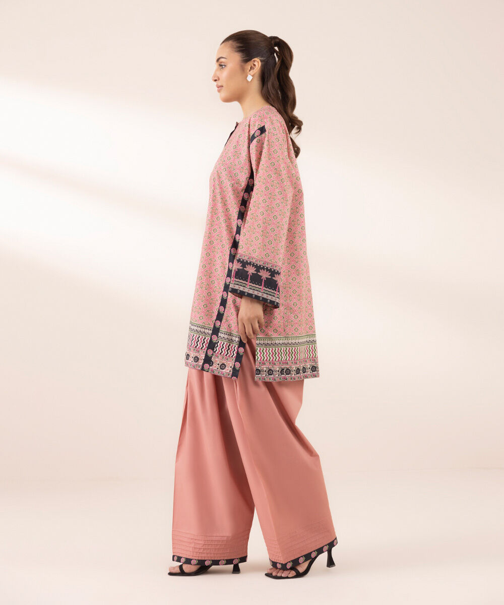 Women's RTW Lawn Pink Printed Boxy Shirt