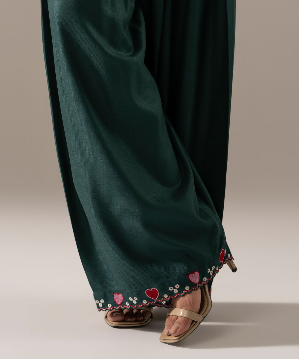 Women's RTW Bedford Embroidered Green Farshi Shalwar