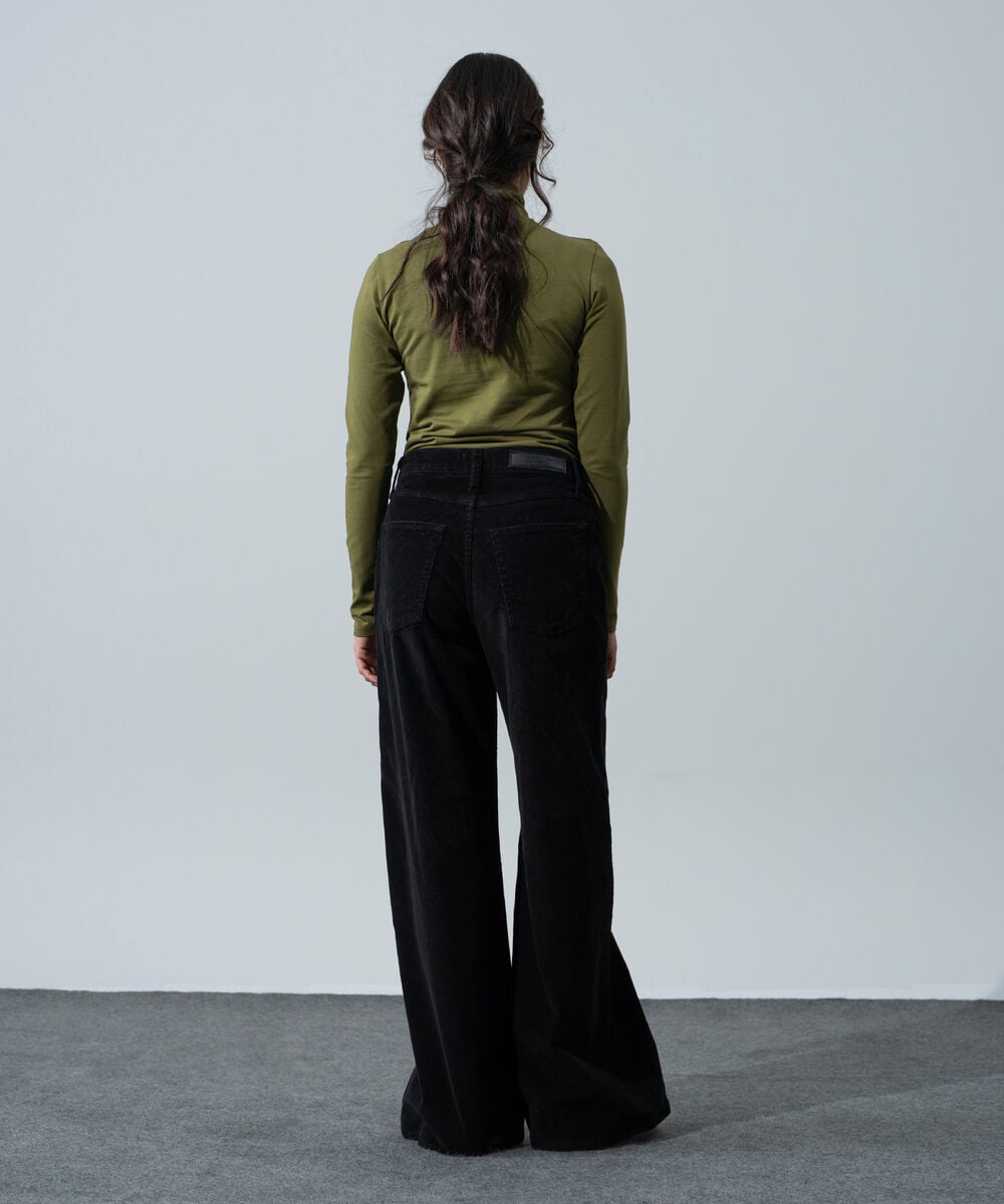 Women's Western Wear Black Cotton Corduroy Wide Leg Pants