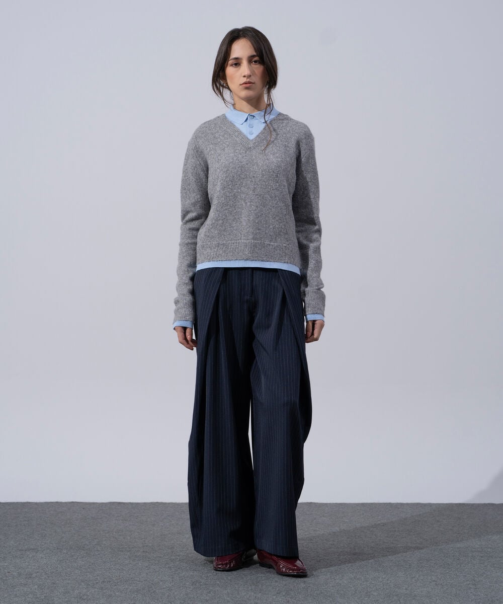 Women's Western Wear Grey Melange Wool Blend Jumper