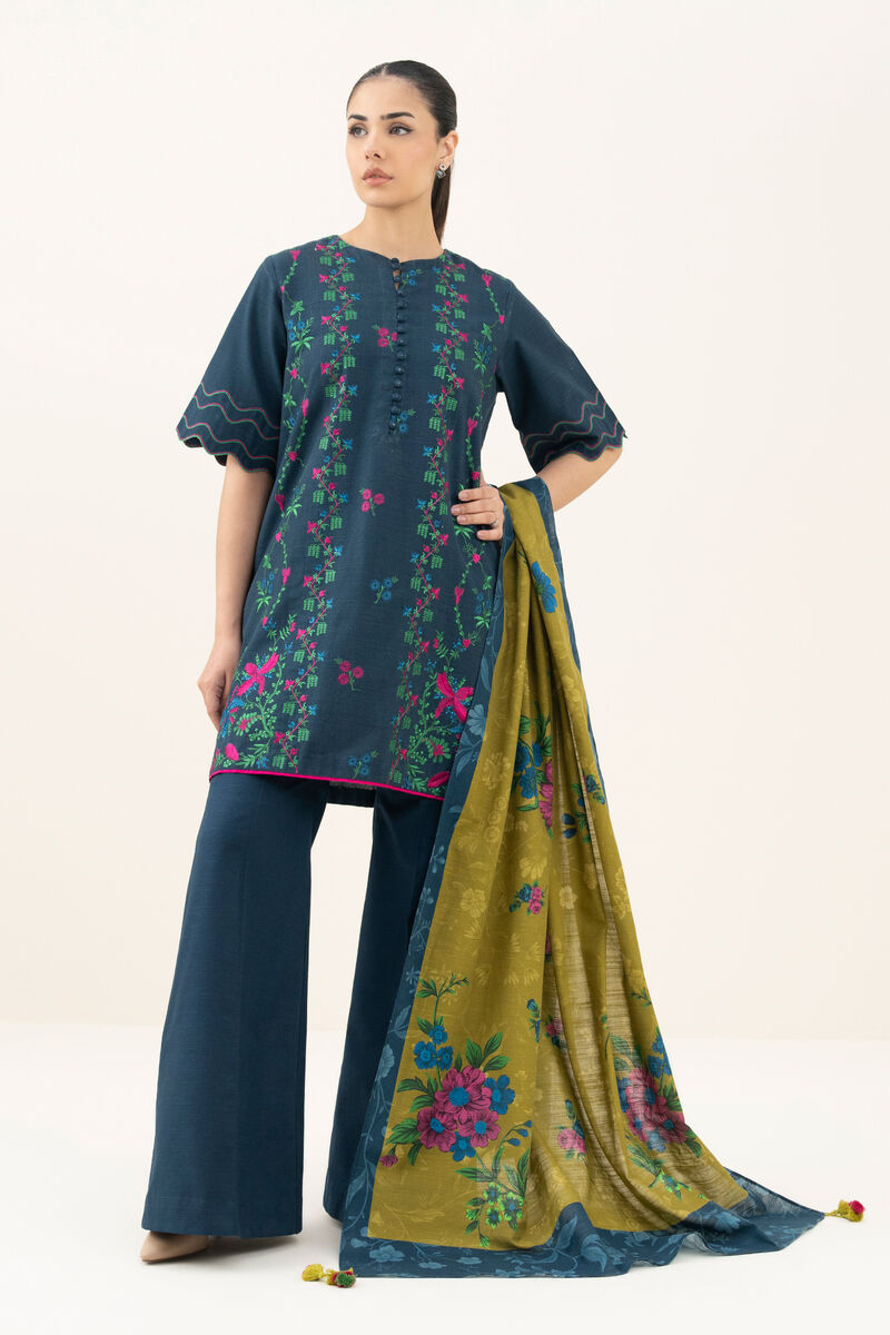 3 Piece - Embroidered Khaddar Suit