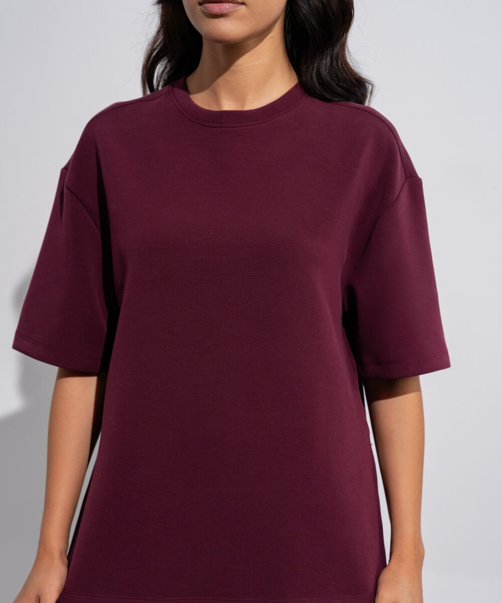 Women's Western Wear Soft Lux Loose Fit Red T-shirt