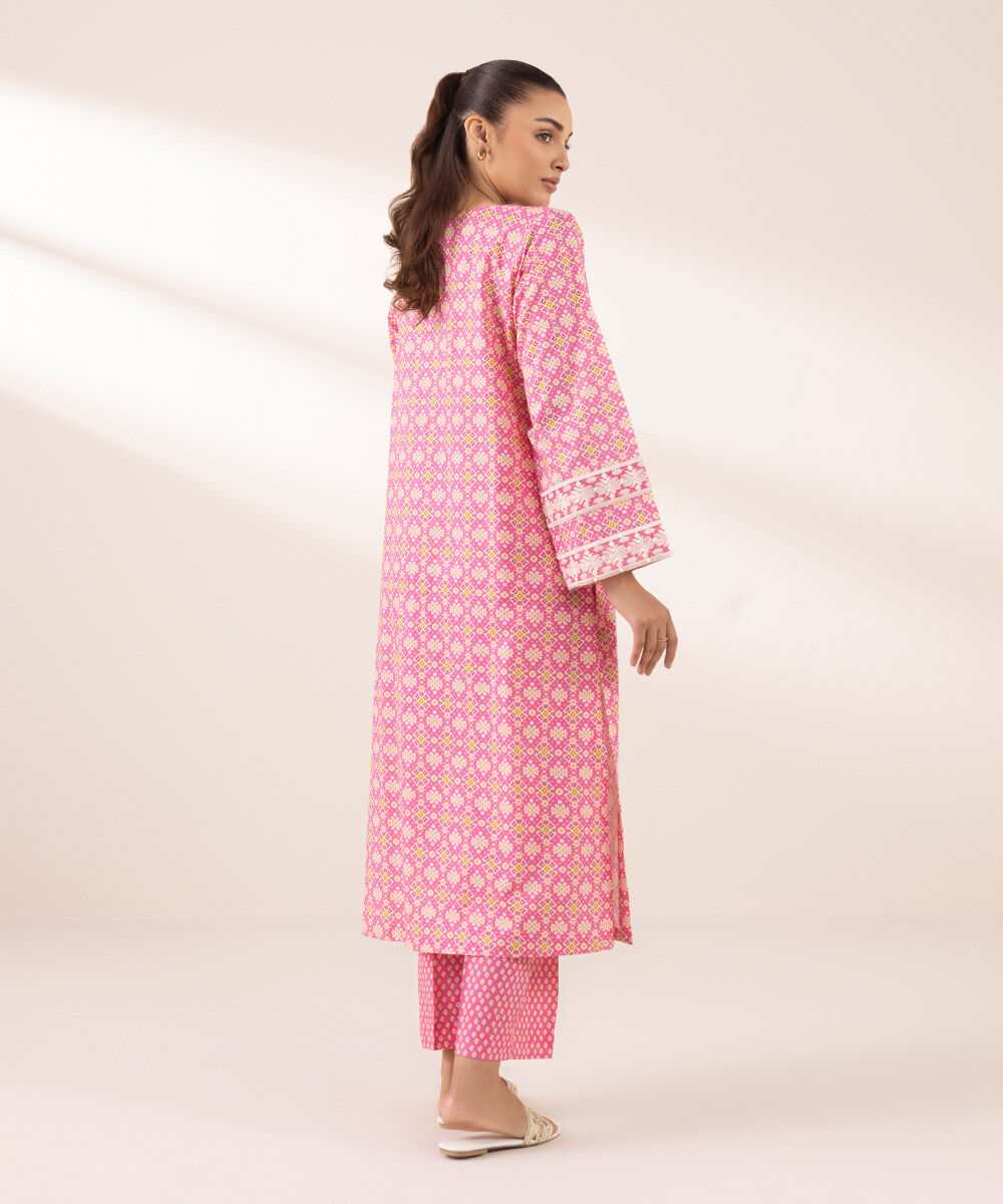 Women's RTW Cotton Viscose Pink Embroidered A-Line Shirt