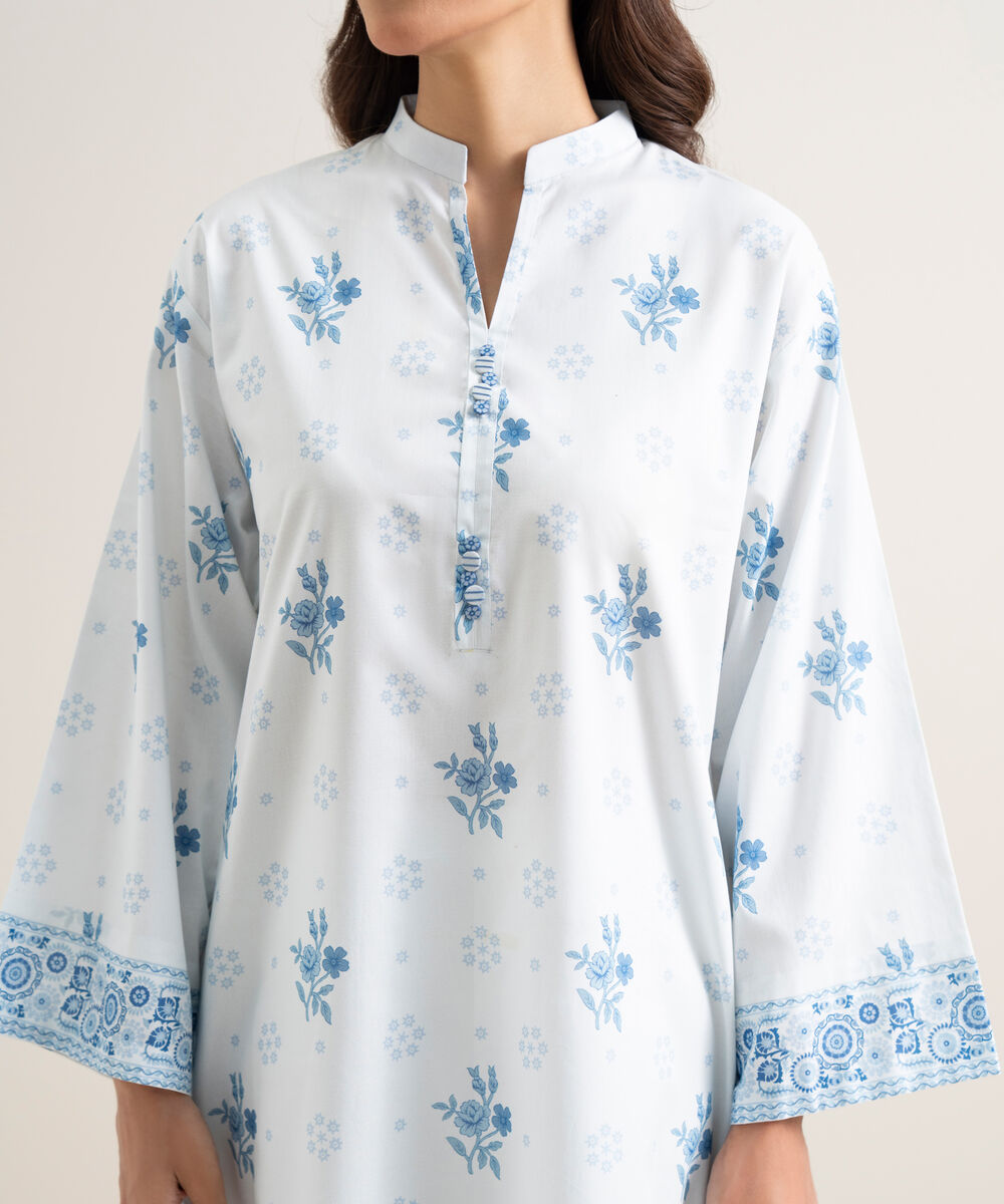 Women's Unstitched Lawn Printed White