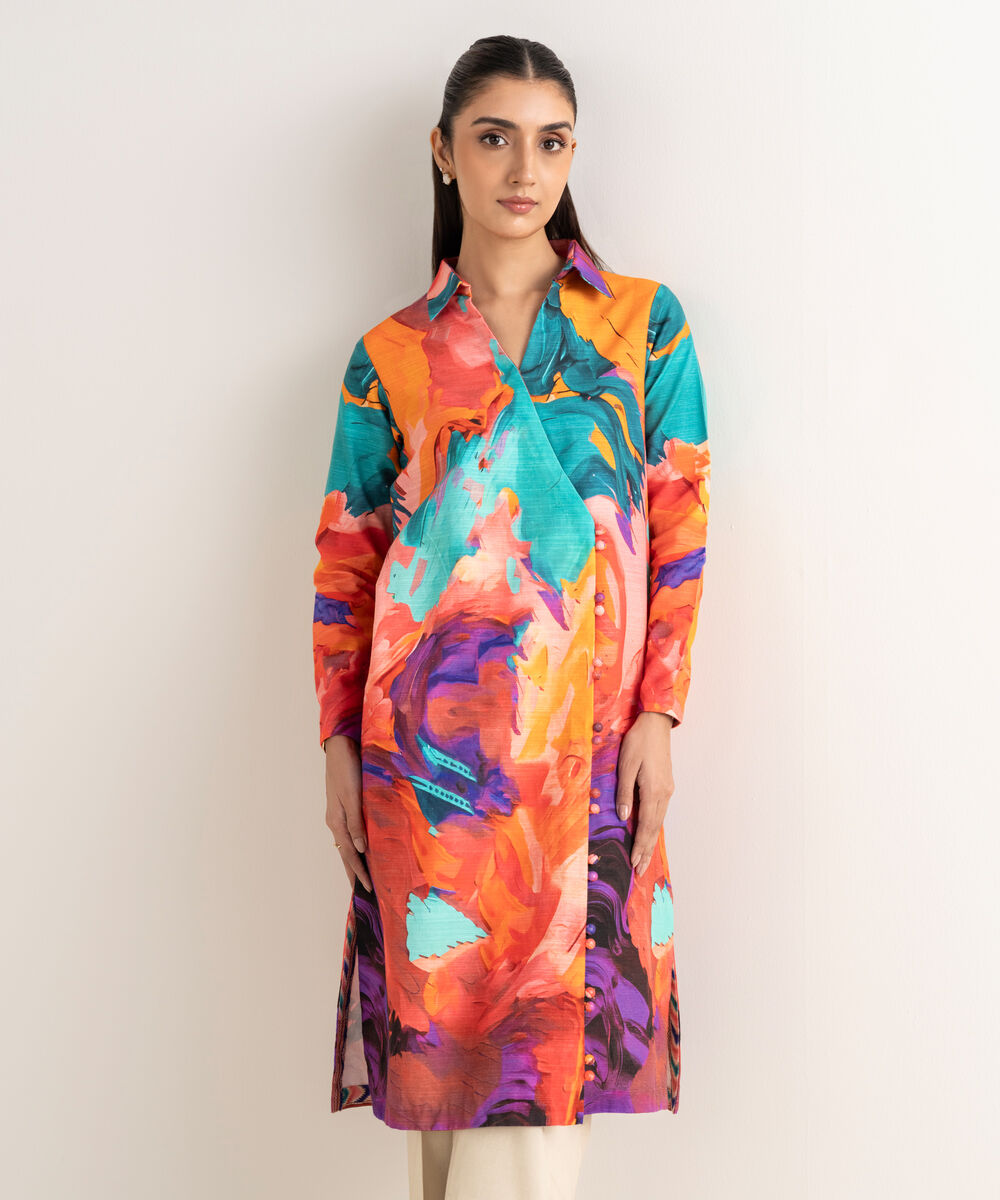 Women's Unstitched Khaddar Printed Multi Shirt