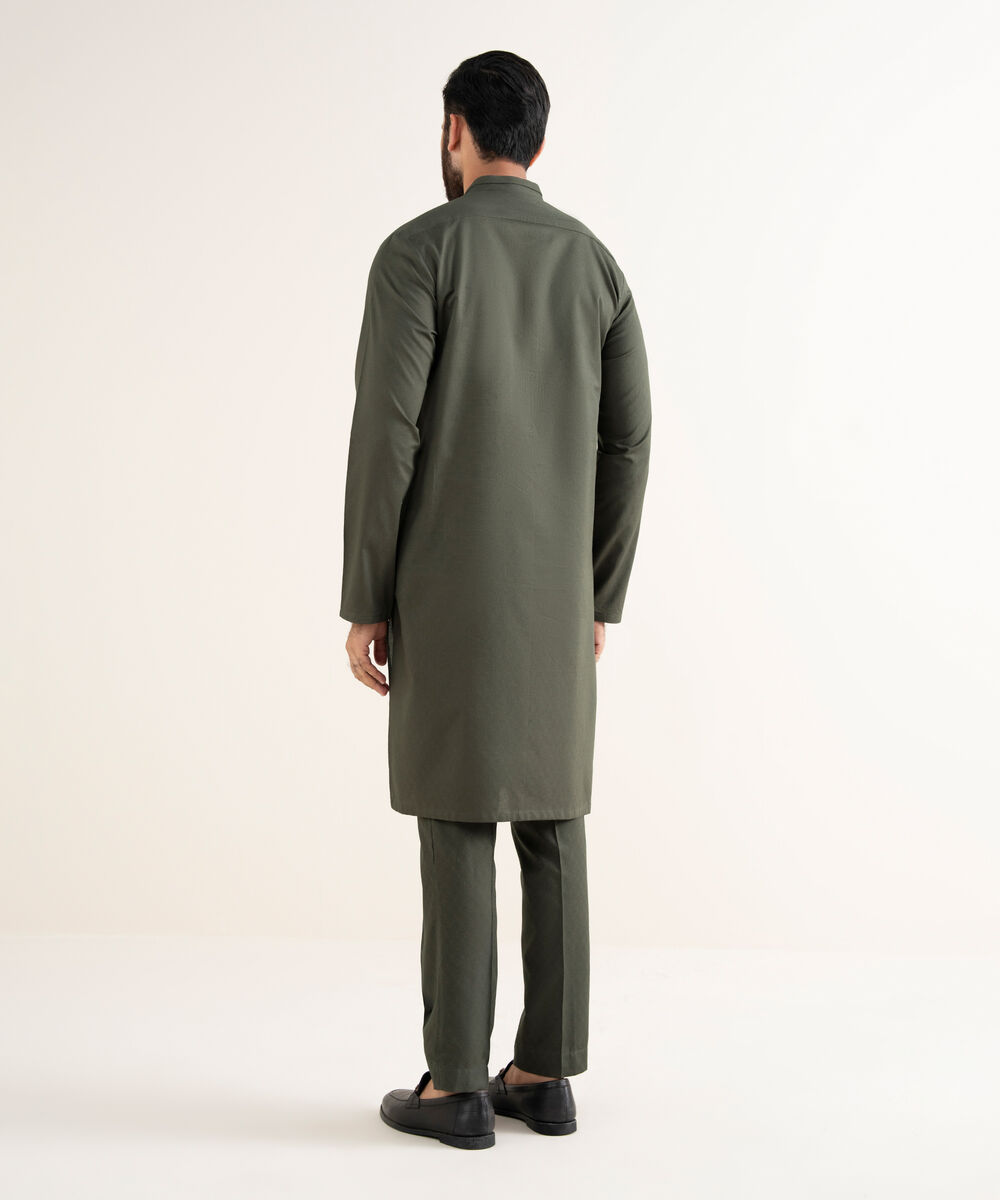 Men's 100% Cotton Plain Olive Kurta Trouser