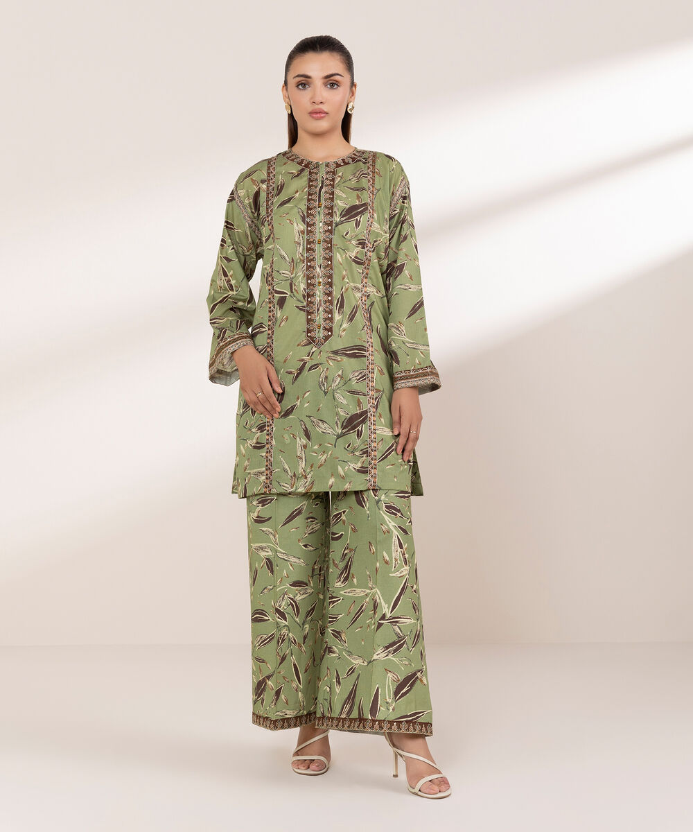 Women's RTW Lawn Green Embroidered Boxy Shirt