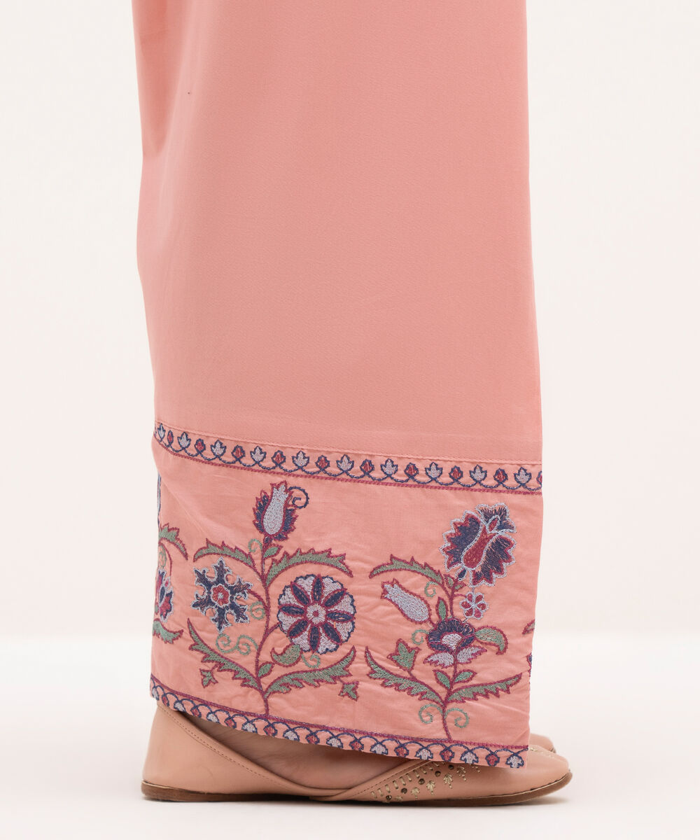 Women's RTW Cambric Pink Embroidered Shalwar