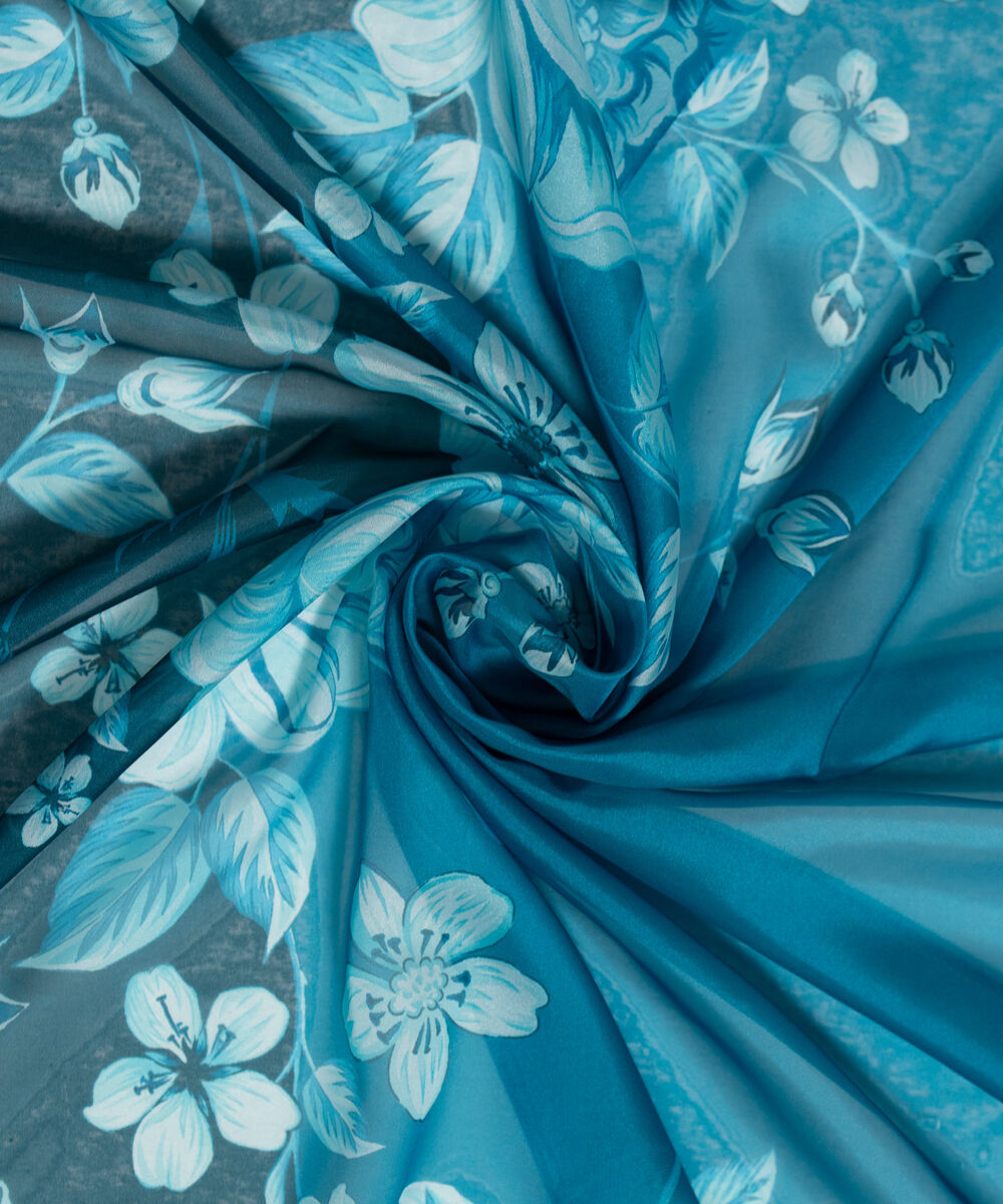 Amber Silk Printed Teal Dupatta