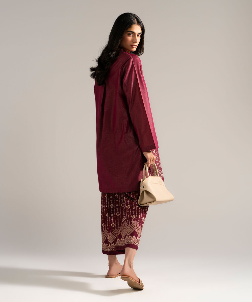 Women's RTW Zari Lawn Embroidered Red 2 Piece Suit