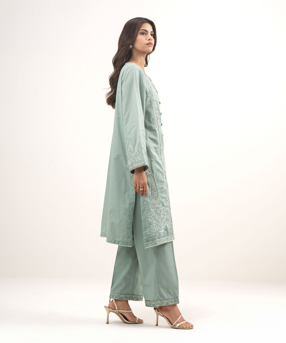 Women's RTW Zari Lawn Embroidered Grey 2 Piece Suit