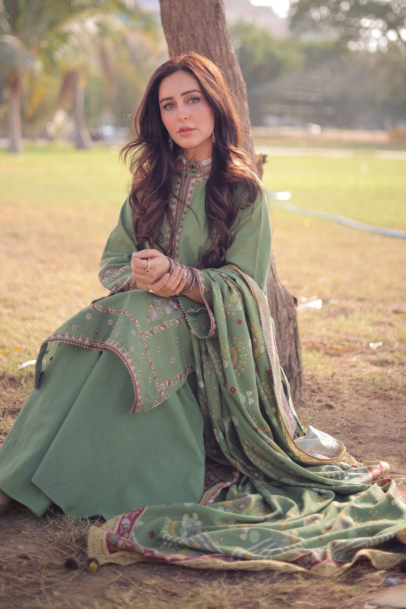 3 Piece - Embroidered Light Khaddar  Suit