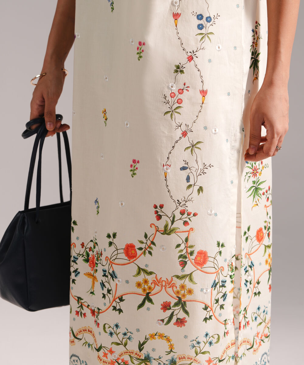 Women's RTW Lawn Embroidered A-Line White Shirt