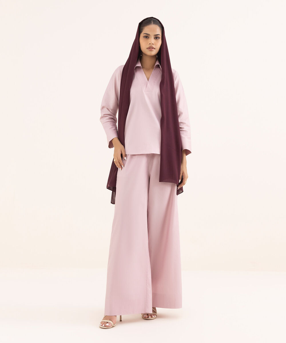 Women's Pink Viscose Modest Trousers