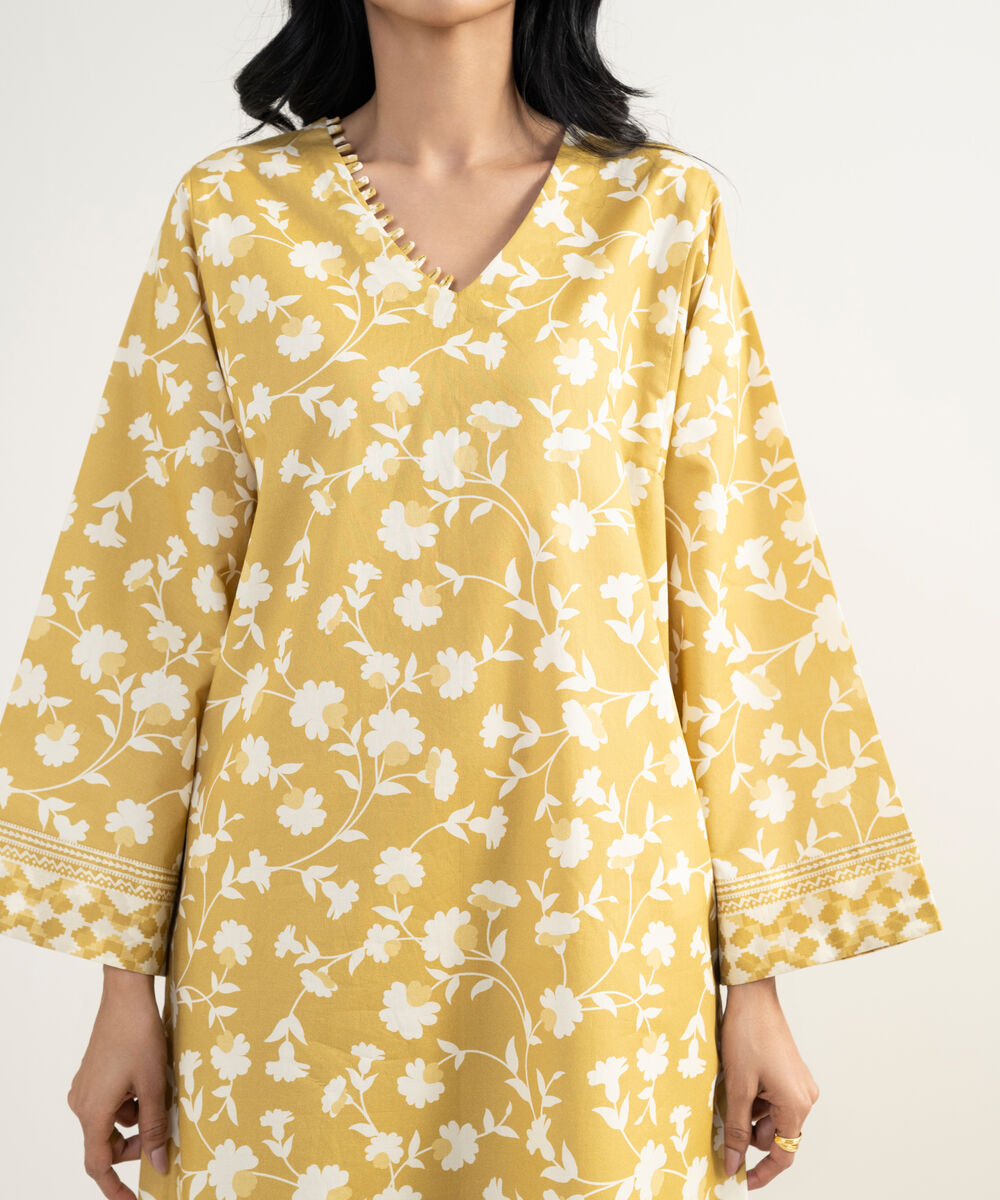 Women's Unstitched Lawn Orange Printed 3 Piece Suit