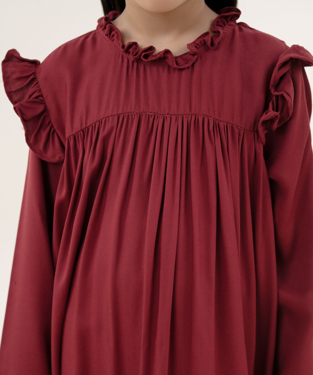 Girl's Bedford Solid Red Shirt