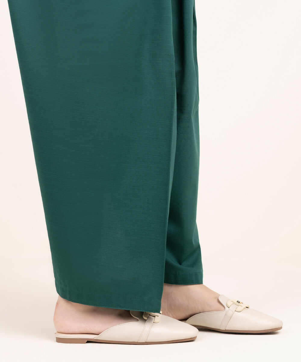 Women's RTW Khaddar Solid Green Shalwar