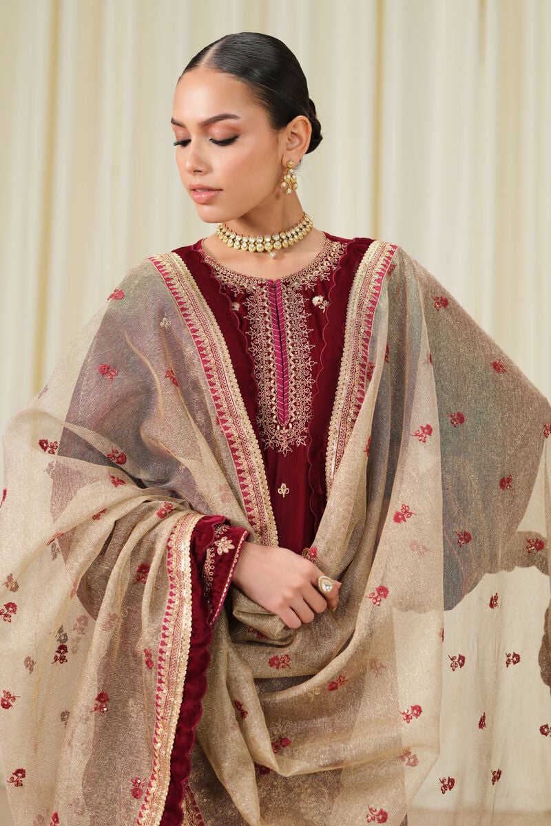 3 Piece - Embroidered Velvet Suit